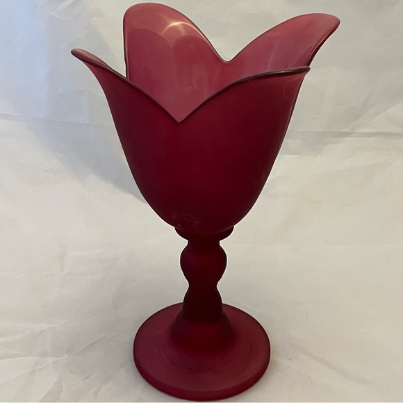 Ecoglass Flower Petal Frosted Recycled Glass Pedestal Votive Made In Spain EUC - Picture 1 of 9